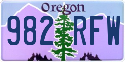 OR license plate 982RFW