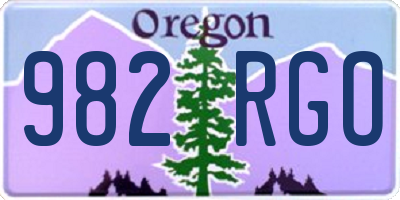 OR license plate 982RGO