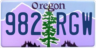 OR license plate 982RGW