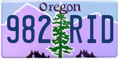 OR license plate 982RID