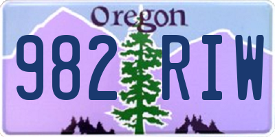 OR license plate 982RIW