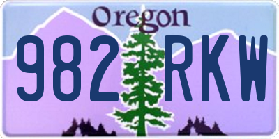 OR license plate 982RKW