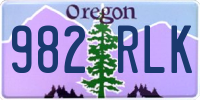OR license plate 982RLK