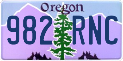OR license plate 982RNC