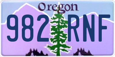 OR license plate 982RNF