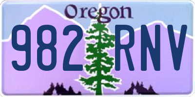 OR license plate 982RNV