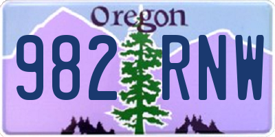 OR license plate 982RNW