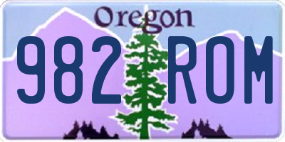 OR license plate 982ROM