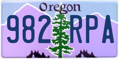 OR license plate 982RPA