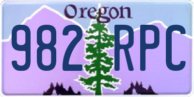 OR license plate 982RPC