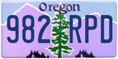 OR license plate 982RPD