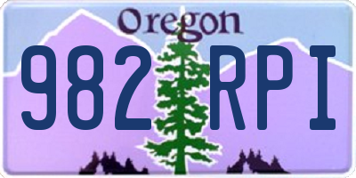 OR license plate 982RPI