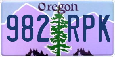 OR license plate 982RPK