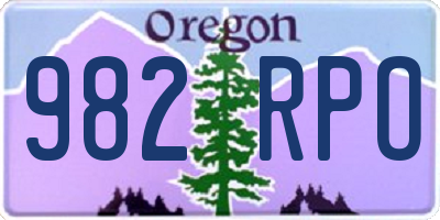 OR license plate 982RPO