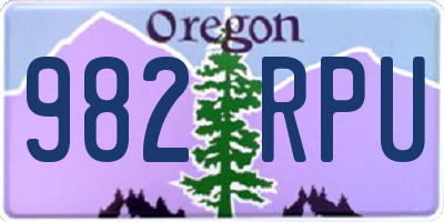 OR license plate 982RPU