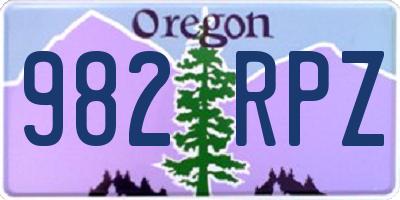 OR license plate 982RPZ