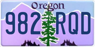 OR license plate 982RQD