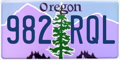 OR license plate 982RQL