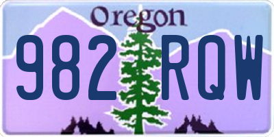 OR license plate 982RQW