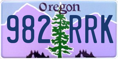 OR license plate 982RRK