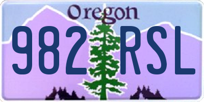 OR license plate 982RSL