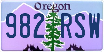 OR license plate 982RSW