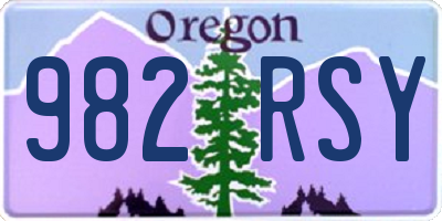 OR license plate 982RSY
