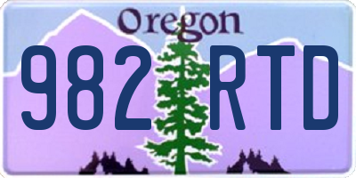 OR license plate 982RTD