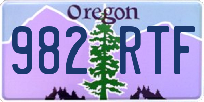 OR license plate 982RTF