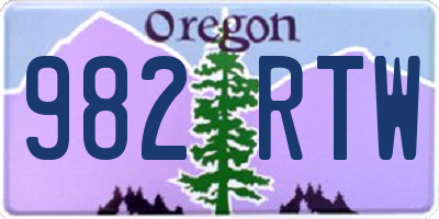 OR license plate 982RTW