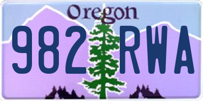 OR license plate 982RWA