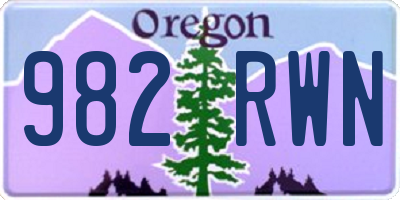 OR license plate 982RWN