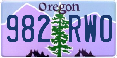 OR license plate 982RWO