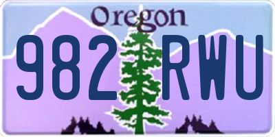 OR license plate 982RWU