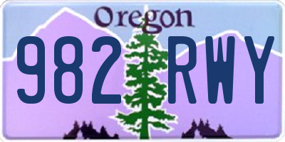 OR license plate 982RWY