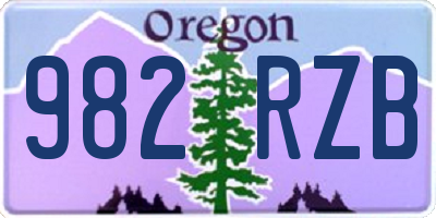 OR license plate 982RZB