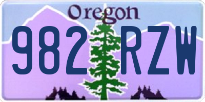 OR license plate 982RZW