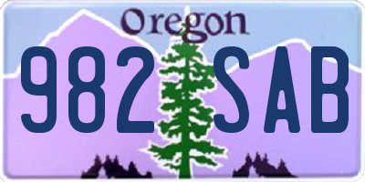 OR license plate 982SAB
