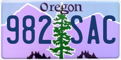 OR license plate 982SAC