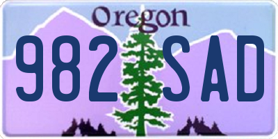 OR license plate 982SAD