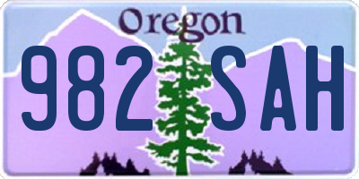 OR license plate 982SAH
