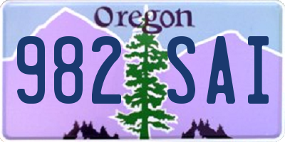 OR license plate 982SAI
