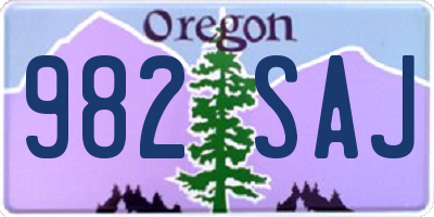 OR license plate 982SAJ