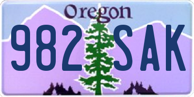 OR license plate 982SAK