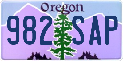 OR license plate 982SAP