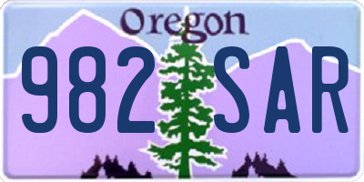 OR license plate 982SAR
