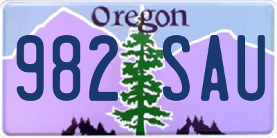 OR license plate 982SAU