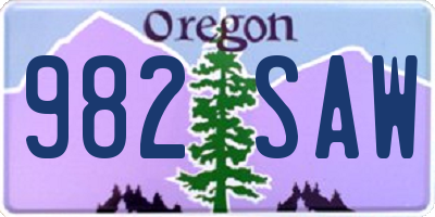 OR license plate 982SAW
