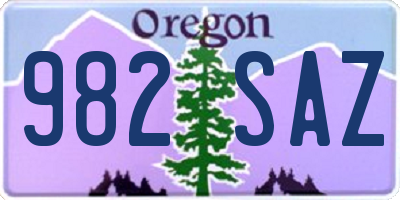 OR license plate 982SAZ