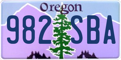 OR license plate 982SBA